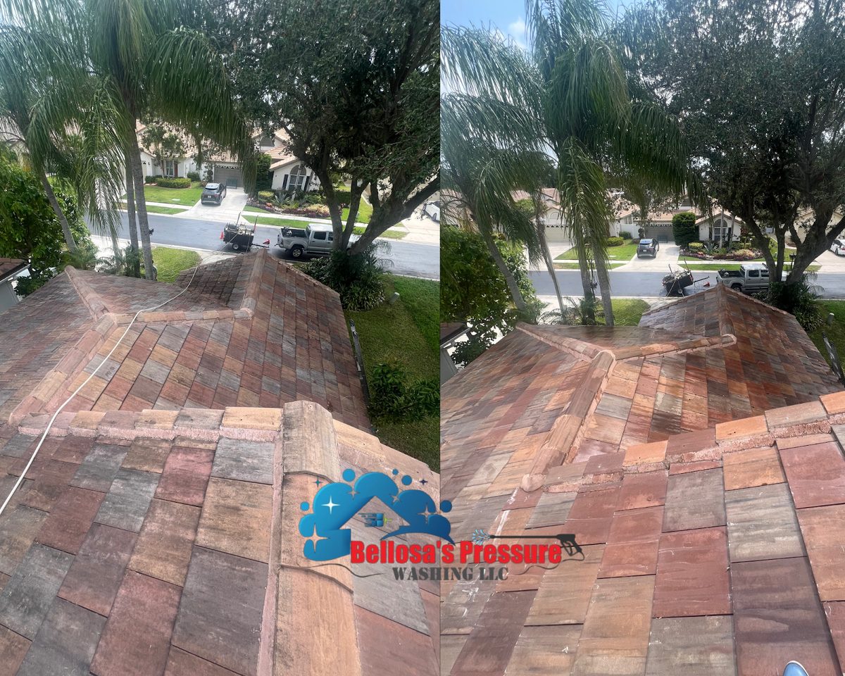 Barrel tile roof — before & after collage